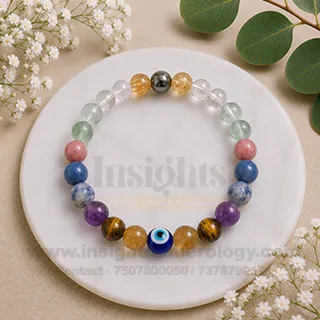 Fluorite Amethyst and Clear Quartz Study Success Bracelet